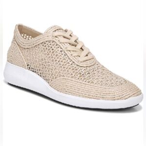Via Spiga Natural Beige Woven Knit Sneakers